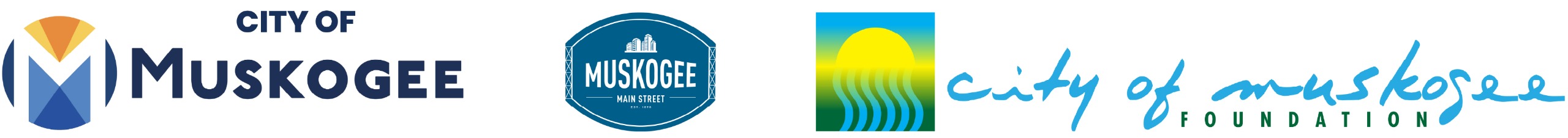 Logos for City of Muskogee, Muskogee Main Street and City of Muskogee Foundation