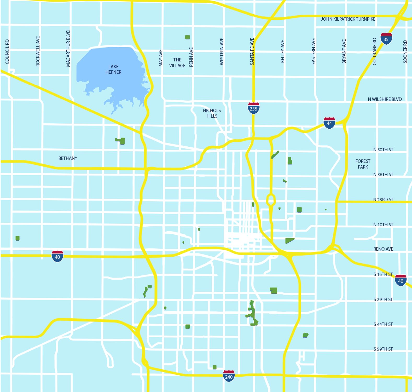 aerial image of park system in Oklahoma City