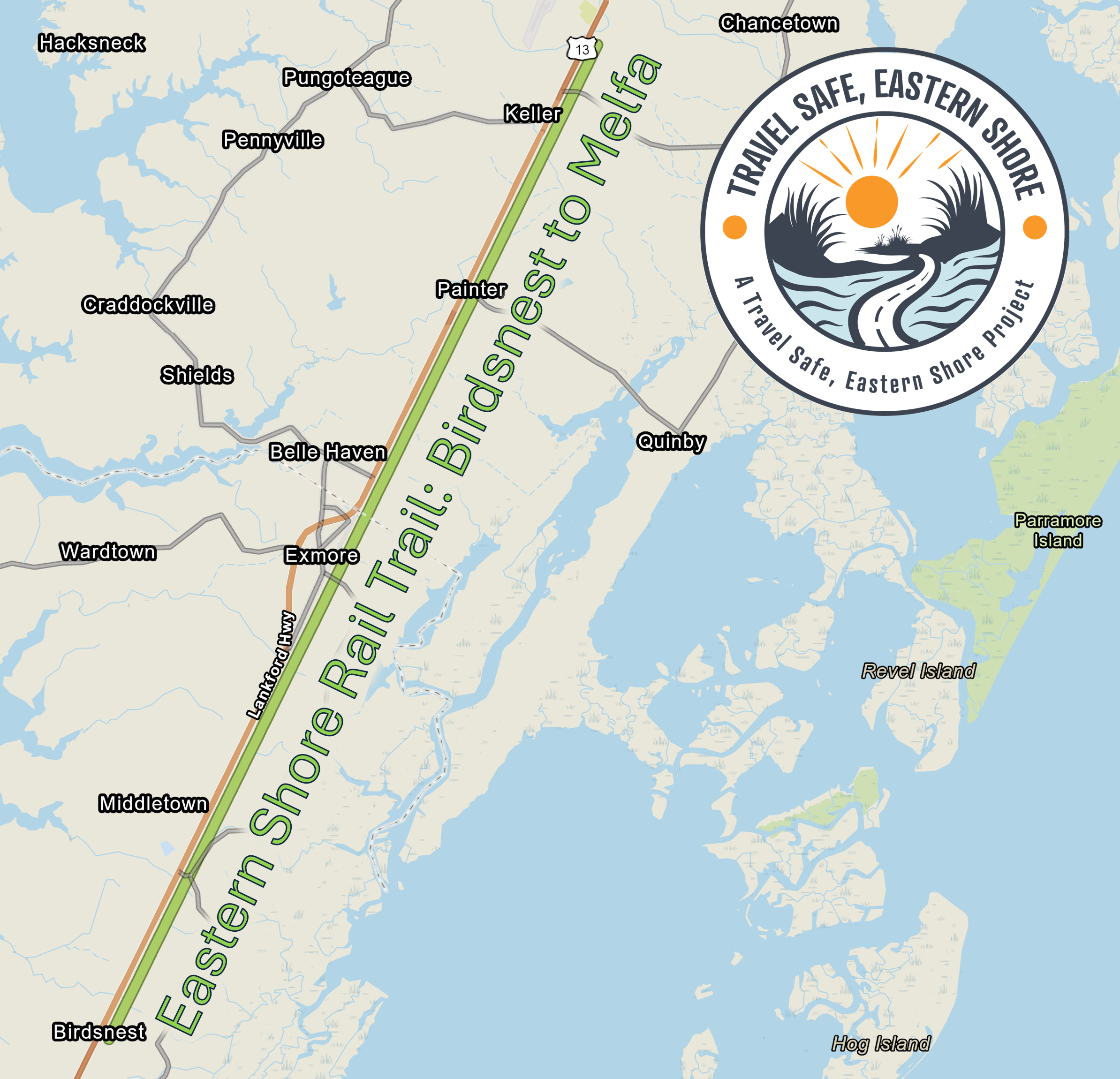 Eastern Shore Rail Trail Birdsnest to Mefla extents